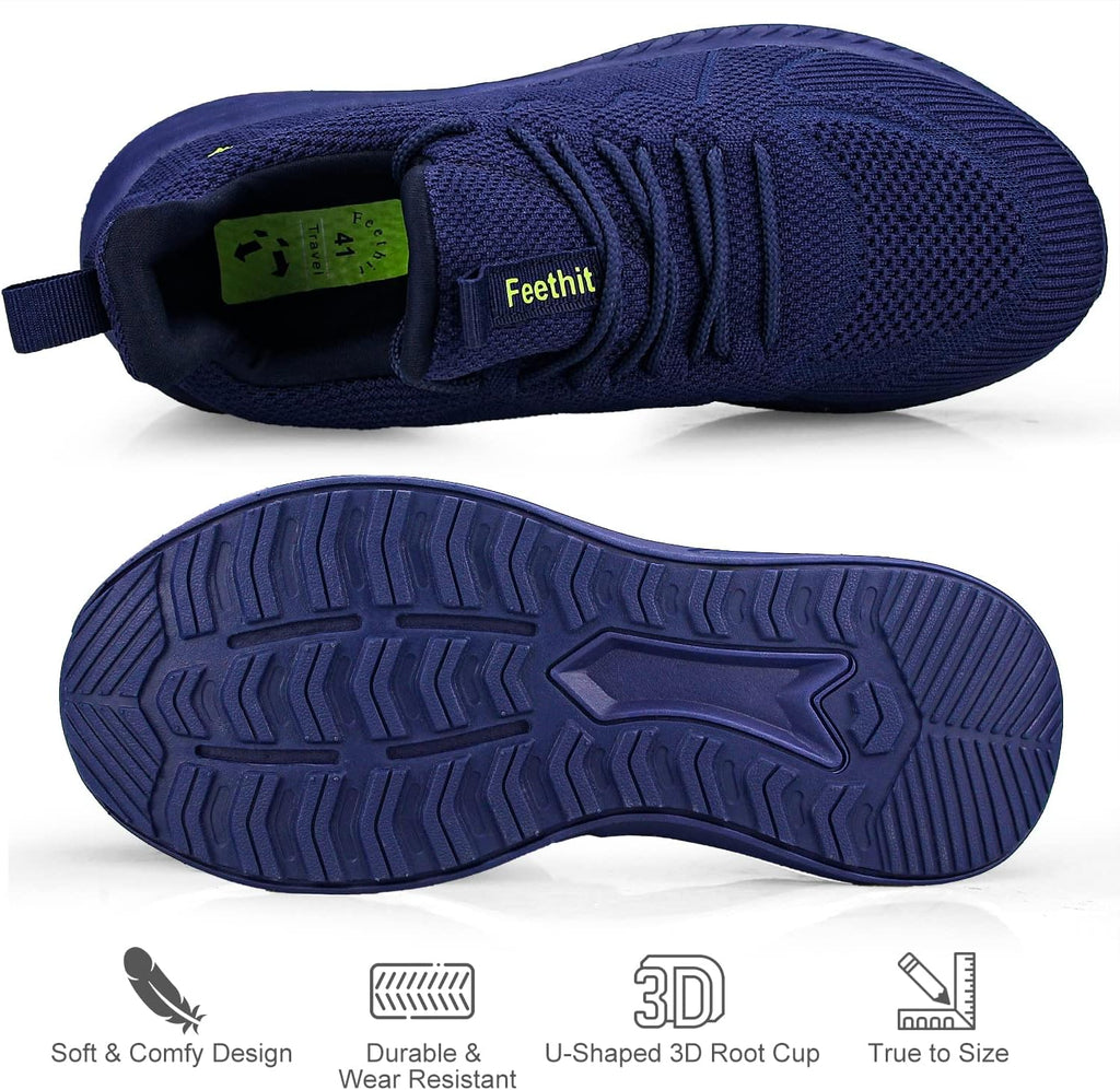 Feethit Mens Non Slip Walking Sneakers Lightweight Breathable Slip on Running Shoes Athletic Gym Tennis Shoes for Men