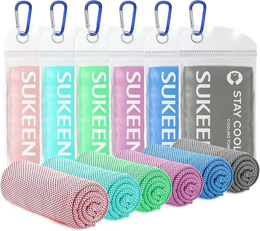 Sukeen Cooling Towel (40"x12"), Ice Towel Sets,Soft Breathable Chilly Towel,Microfiber Towel for Yoga,Sport,Running,Gym,Workout,Camping,Fitness,Workout & More Activities, 6 Pack-FlexoryFit