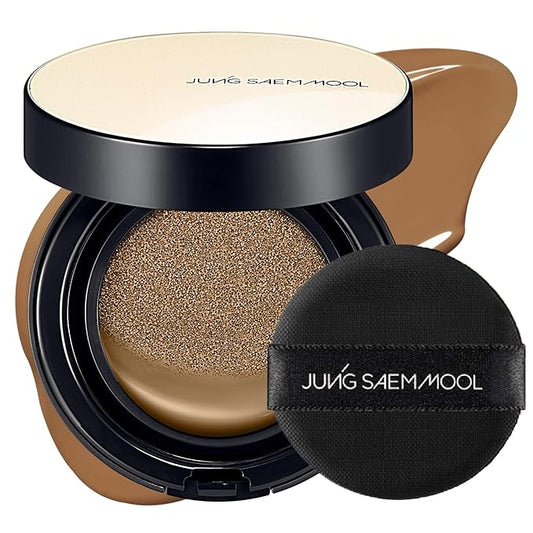 JUNG SAEM MOOL Essential Skin Nuder Cushion 34W Hazelnut 0.49 Fl Oz, No Refill, Natural Radiant Finish Cushion Foundation with Buildable Coverage, Lightweight Texture, Korean Foundation Makeup-FlexoryFit