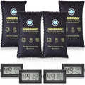 8 Pcs 500 Grams Rechargeable Silica Gel Desiccant Packets with Mini Digital LCD Hygrometer Thermometers Dehumidifier Bag for Gun Safe Closet Basement Car Storage Clothes Moisture Absorber