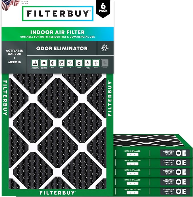 Filterbuy 17x25x1 Air Filter MERV 10 Odor & Allergy Defense by Filterbuy