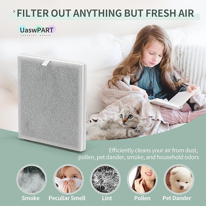 PEAIRFIL Filter Replacement Compatible with Pure Enrichment Air Filter PureZone 3-in-1 PEAIRPLG, Part# PEAIRFIL, 3-Stage Filtration, 2 High-Efficiency Main Filters+8 Extra Pre-Filters