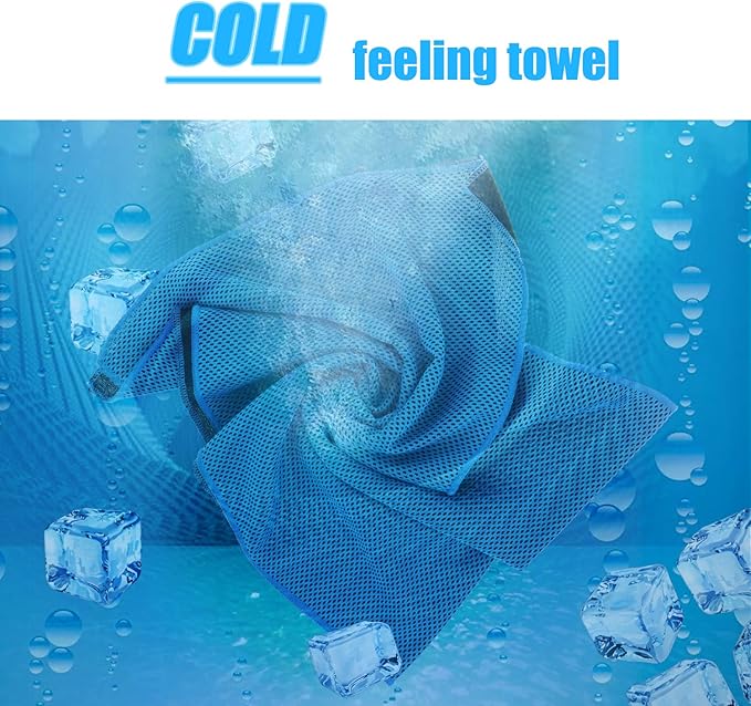Biange Cooling Towel (Pack of 20, 40"x12") with Pouches for Sports, Workout, Fitness, Gym, Yoga, Golf, Pilates, Travel, Camping & More-FlexoryFit