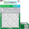 Filterbuy 22x24x1 Air Filter MERV 8 (MPR 700) Dust Defense Replacement (4-Pack), Electrostatic Pleated HVAC AC Furnace Filters, Made in USA (Actual Size: 21.50 x 23.50 x 0.75)