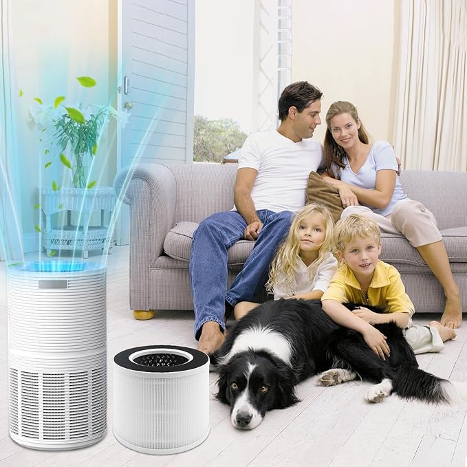 2 Pack True Air Purifier Filter Replacement for RENPHO RP-AP088, Compatible with RP-AP088W RP-AP088B RP-AP088-F1 and RP-AP088-F2, Activated Carbon Filter, White