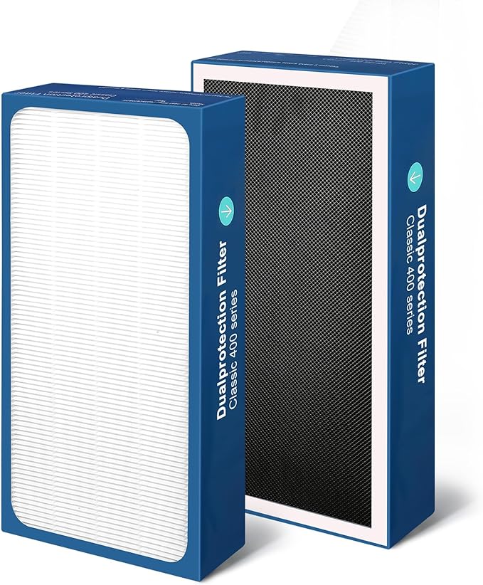 Upgraded Classic 400 Series Replacement Filter,Compatible with Blueair 400 Series Air Purifier Replacement Filter, Part# 480i,402,403,405,410,455EB,450E Replacement Filter (400 2Pack)