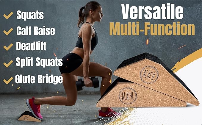 Squat Wedge Blocks - Pack of 2 Non-Slip Slant Board for Legs, Ankle, Calf Stretching - Squat Ramps for Lower Body Strength, Heel Elevation, Planks, Yoga with Bag & 30 Day Squat Challenge Chart-FlexoryFit