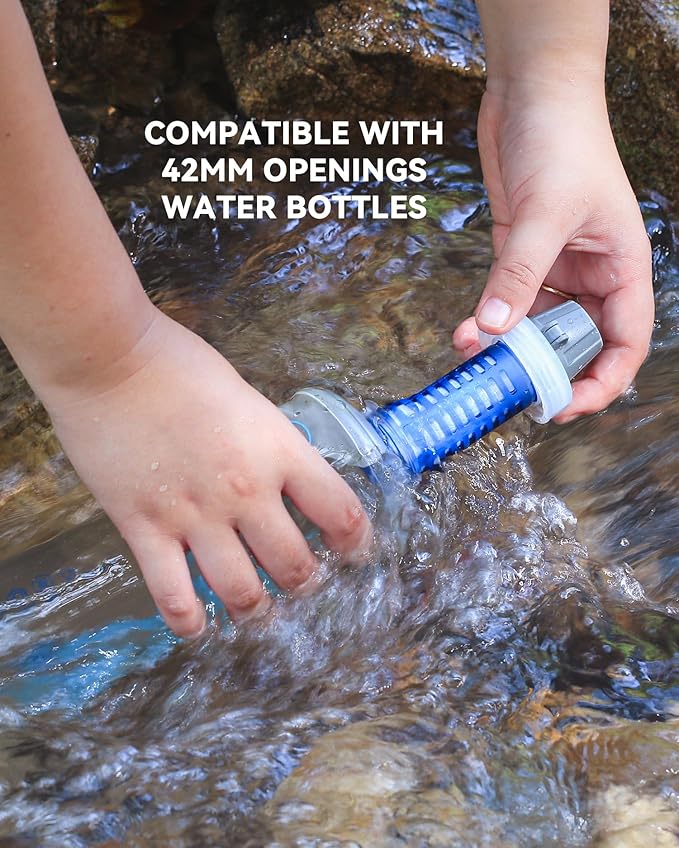Water Filter Replacement Cartridge, 42mm Filter Twist Cap Compatible with BeFree, Water Filtration Accessory for Camping, Hiking, Endurance Sports, Travel, and Trail Running