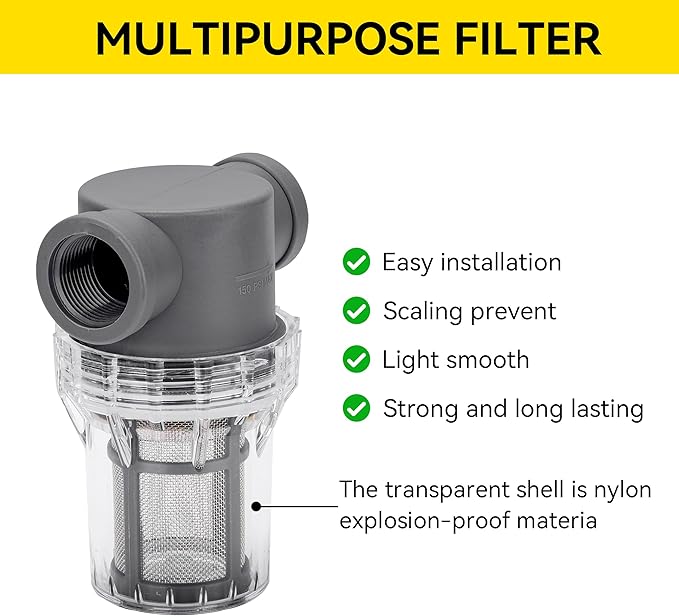 3/4'' Female NPT in-Line Strainer - Garden Hose Filter for High Pressure Washer, Sediment Filter with 30 Mesh Stainless Steel Screen (3/4'' 30 Mesh)