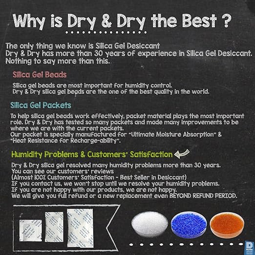 Dry & Dry 3 Gram [1000 Packets] Silica Gel Packets Silica Gel Desiccants, Silica Gel Packs - Rechargeable (Food Safe) Silica Gel Packets, Silica Packets