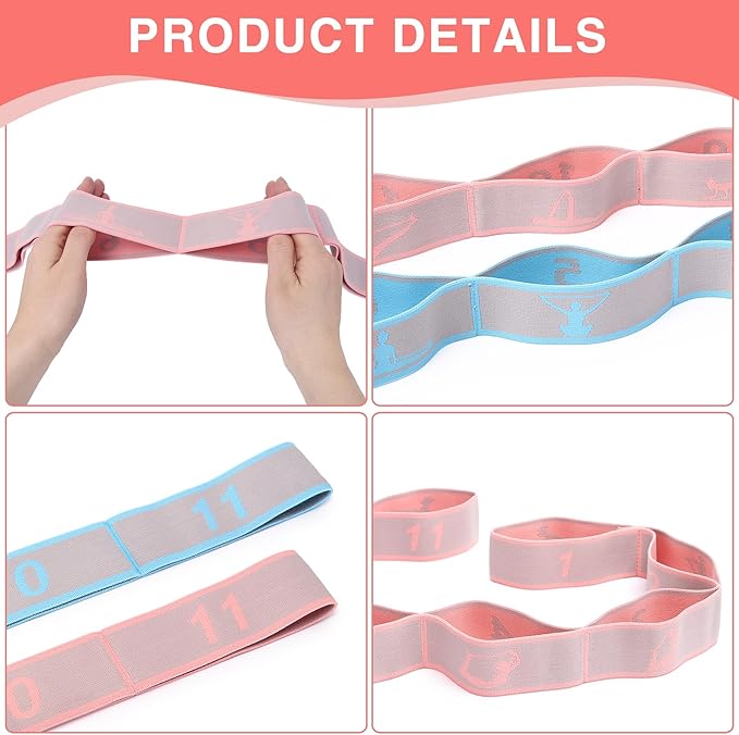 Elastic Yoga Stretching Strap with Loops, CEILIWEN Stretch Straps For Physical Therapy, Pilates Stretch Band, Elastic Exercise Bands, Leg Stretching Strap, Stretch Resistance Bands For Exercise-FlexoryFit