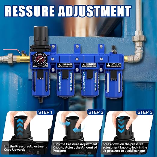 3/8" NPT Compressed Air Filter Regulator Lubricator Combo, Air Compressor Dryer - Image 5