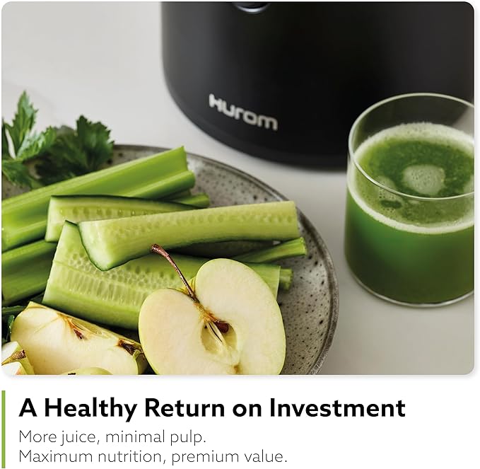 Hurom H320 Cold Press Juicer Machine, Easy to Clean Masticating Slow Juicer, Coarse Strainers, Self-Feeding, Hands Free, Family Size, Quiet Motor, Easy Assembly (Black)-FlexoryFit
