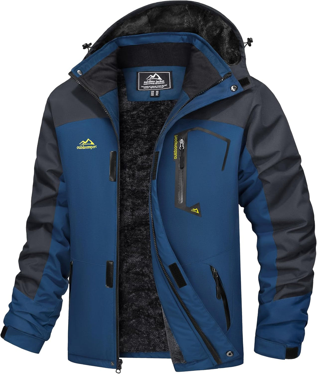 MAGCOMSEN Men's Winter Coats Water Resistant Ski Snow Jacket Warm Fleece Jacket Parka Raincoats With Multi-Pockets