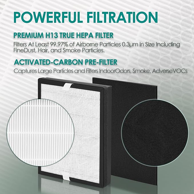 Idylis Air Purifier Replacement Filter A for Filtrete FAP-C01-A and Idylis AC-2119 IAP-10-100 IAP-10-150 IAPC-40-140 Air Purifier with Idylis Filter IAF-H-100A Size A, 2 H13 HEPA & 4 Carbon Pre-filter