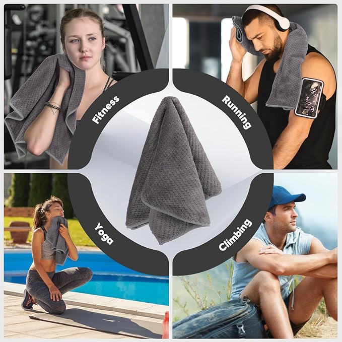 HOMEXCEL Gym Towels 3 Packs, (16x27 inches) Highly Absorbent Yoga Towel, Ultra Soft Hand Towels for Daily Use, Fast Drying Microfiber Workout Towels for Gym, Spa, Fitness, Camping, Hotel-FlexoryFit