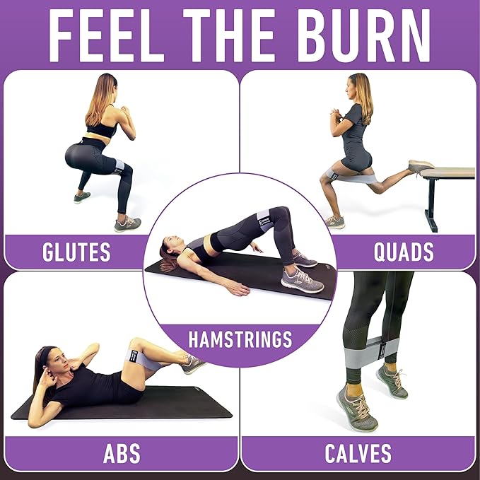 Resistance Bands for Working Out with Workout Bands Guide. 4 Booty Bands for Women Men Fabric Elastic Bands for Exercise Bands Resistance Bands for Legs Bands for Working Out Hip Thigh Glute Bands Set-FlexoryFit