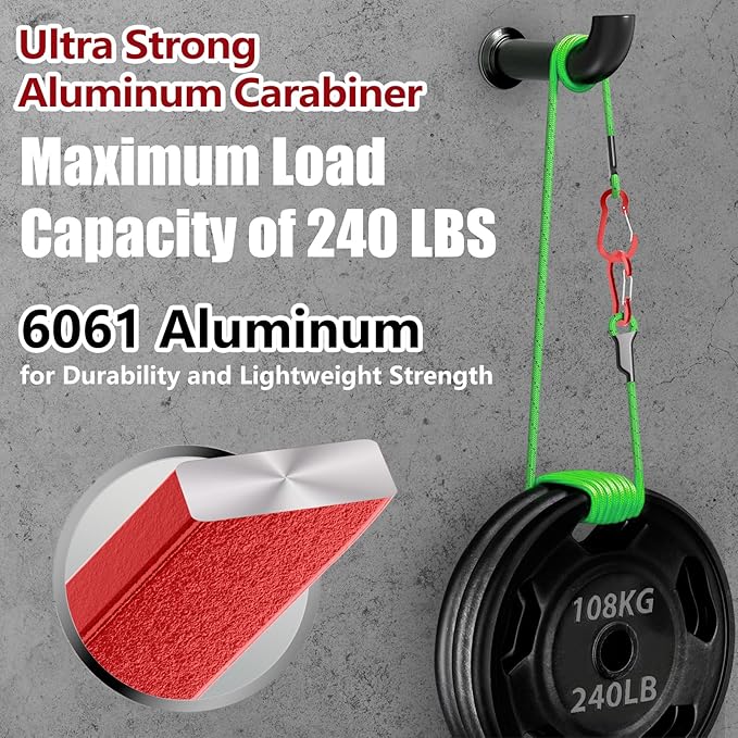 sprookber 3.2 Inch Aluminum Carabiner Clips D Ring, Caribeaner Spring Snap Hook with Keychain for Camping, Hiking, Gym & Outdoor Gear, Set of 10