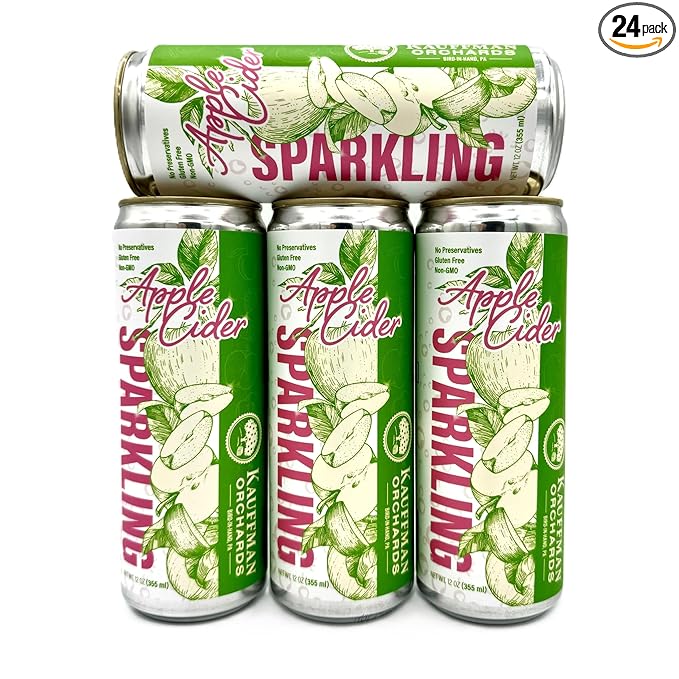 Kauffman Orchards Sparkling Apple Cider, 12 oz. Can (Pack of 24)-FlexoryFit