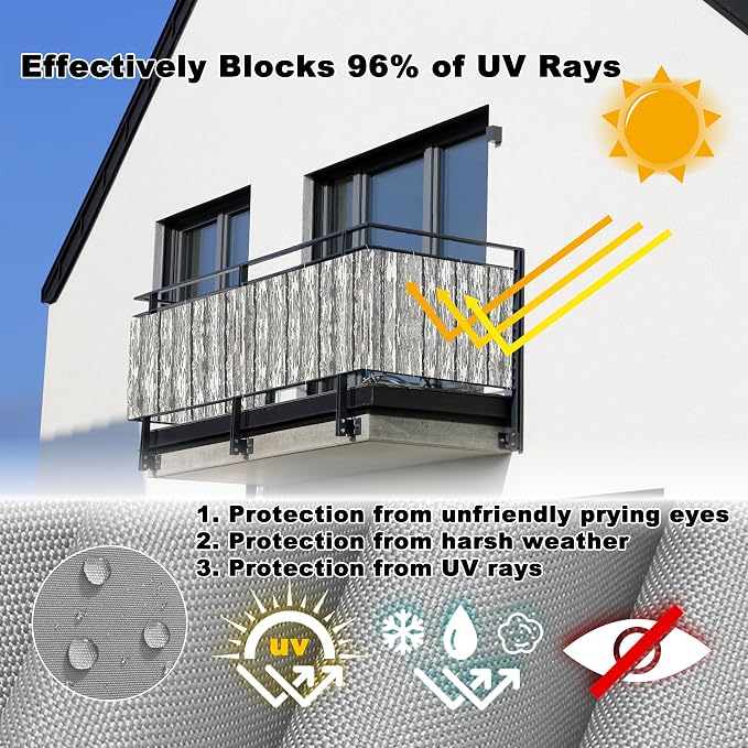 Privacy Screen Protector 3.9' x 29.5' UV-protection Wind-resistant Balcony - Image 4