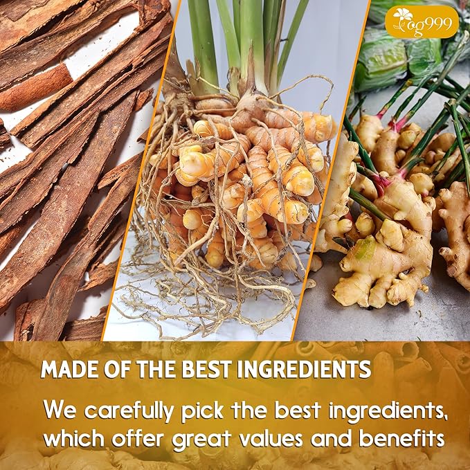 120 Bags Premium Turmeric Ginger Cinnamon Tea, Improve Digestion, Support Brain, Weight, Skin and Sleep, Eco-Conscious Tea Bags and Premium Natural Ingredients. Turmeric Ginger Herbal Tea. No Sugar, No Caffeine, No Gluten, Vegan.-FlexoryFit