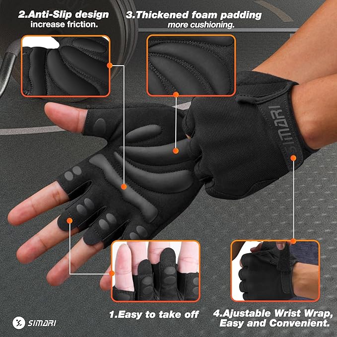 SIMARI Breathable Workout Gloves for Men and Women, Padded Weight Lifting Gloves with Great Grip, Full Palm Protection for Gym Training, Cycling, Weightlifting, Exercise, Crossfit, Climbing-FlexoryFit