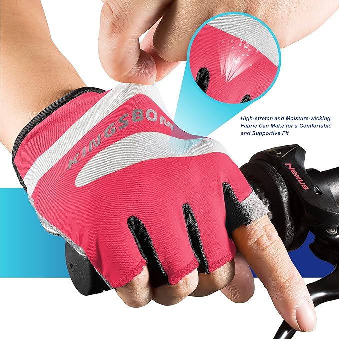 KINGSBOM Breathable Cycling Gloves, Shock-Absorbing Bike Gloves with Light Silicone Gel Pad, Anti-Slip Bicycle Gloves for Men and Women-FlexoryFit