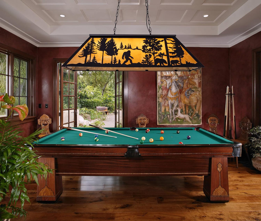 TOCHIC Tiffany Pool Table Light, 4 Lights Vintage Bigfoot Pool Table Light Rustic Billiards Light Fixtures for Game Room, 48" Farmhouse Chandelier for Billiard Table Game Room Man Cave Club Kitchen