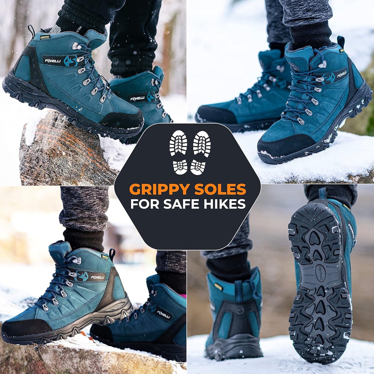 Foxelli Men’s Hiking Boots – Waterproof Breathable & Lightweight Suede Leather Hiking Boots for Men