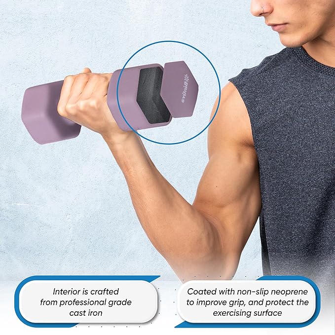 Dumbbell Set with Rack - Neoprene Coated Weights with Stand - Hex Color Coded Dumbell Pairs 1-20 LBs-FlexoryFit
