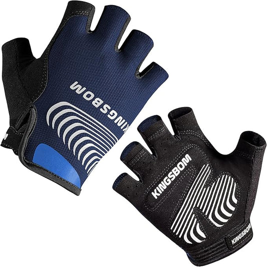KINGSBOM Breathable Cycling Gloves, Shock-Absorbing Bike Gloves with Light Silicone Gel Pad, Anti-Slip Bicycle Gloves for Men and Women-FlexoryFit