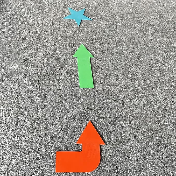 12pcs Colorful Star Arrow Spot Marker Non-Slip Directional Carpet Marker for Training Agility, Kids Classroom Activity, Gym, Sport, Home (Turn Arrow)-FlexoryFit