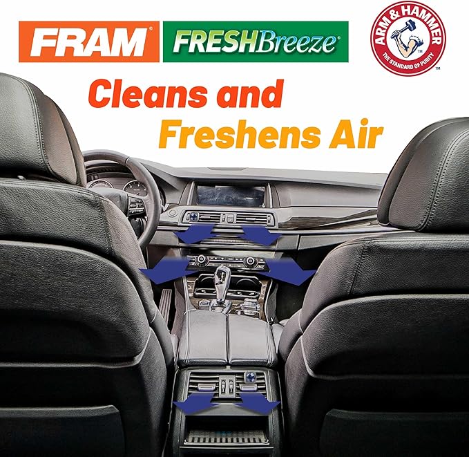 FRAM Fresh Breeze Cabin Air Filter Replacement for Car Passenger Compartment w/ Arm and Hammer Baking Soda, Easy Install, CF10259 for Land Rover Vehicles