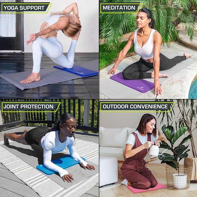 ProsourceFit Extra Thick Yoga Knee Pad and Elbow Cushion 15mm (5/8”) Fits Standard Mats for Pain Free Joints in Yoga, Pilates, Floor Workouts-FlexoryFit