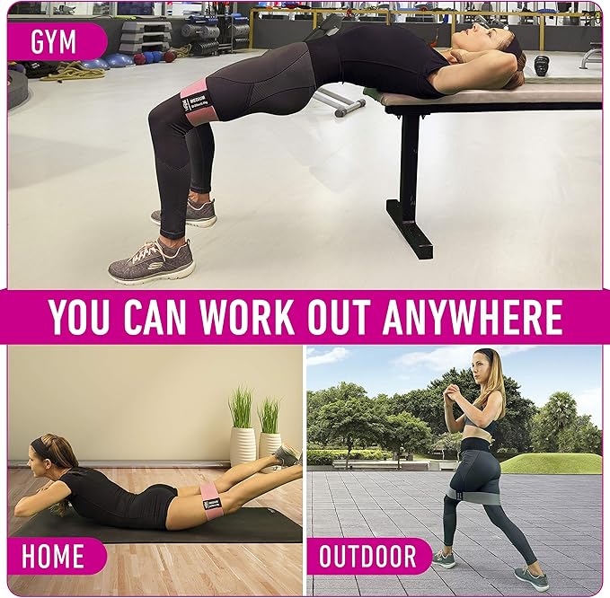 Resistance Bands for Working Out with Workout Bands Guide. 4 Booty Bands for Women Men Fabric Elastic Bands for Exercise Bands Resistance Bands for Legs Bands for Working Out Hip Thigh Glute Bands Set-FlexoryFit