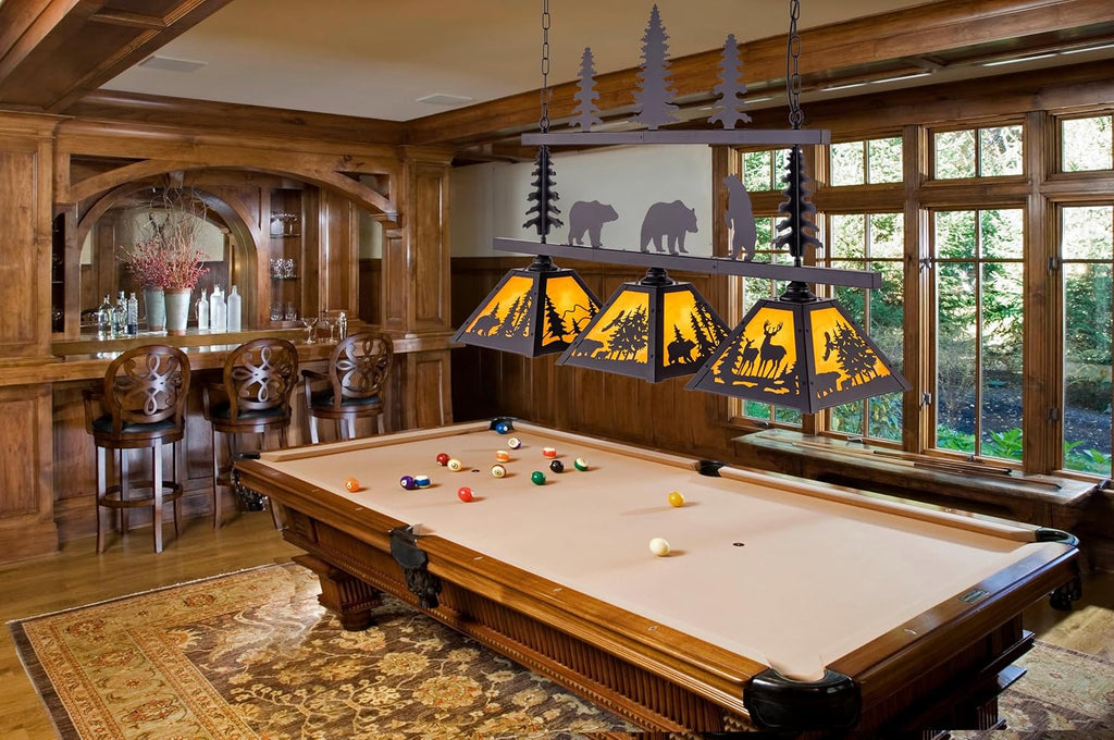 Tochic Rustic Billiard Table Light 3 Lights Vintage Billiard Lights for Over Pool Table, 46.5" Western Pool Table Lights Hanging Fixture Farmhouse Chandelier for Snooker Game Room Man Cave Dining Room
