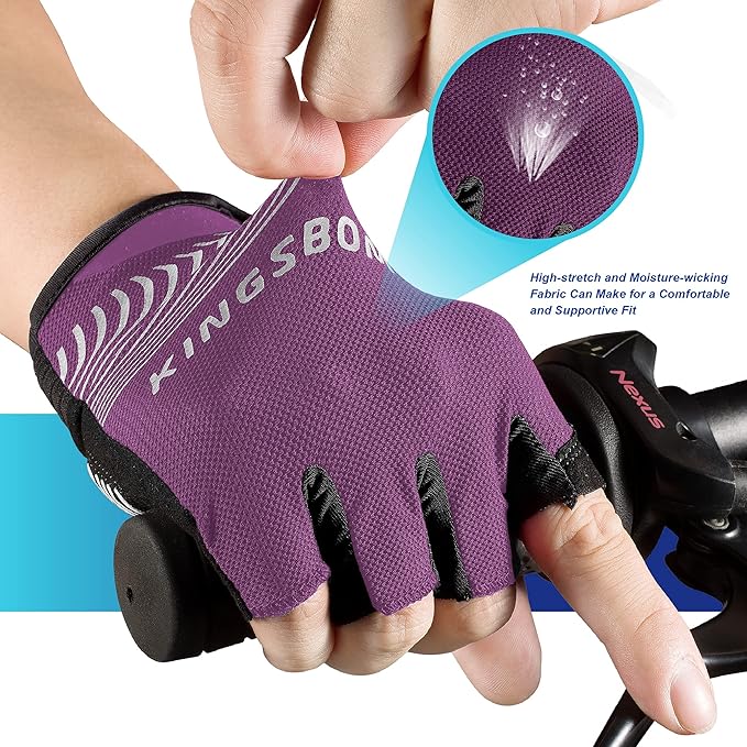 KINGSBOM Breathable Cycling Gloves, Shock-Absorbing Bike Gloves with Light Silicone Gel Pad, Anti-Slip Bicycle Gloves for Men and Women-FlexoryFit