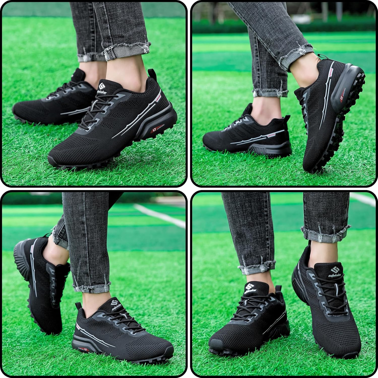 Men's Trail Running Shoes Lightweight Breathable Walking Hiking Sneakers Outdoor Athletic Tennis Cross Training Shoes