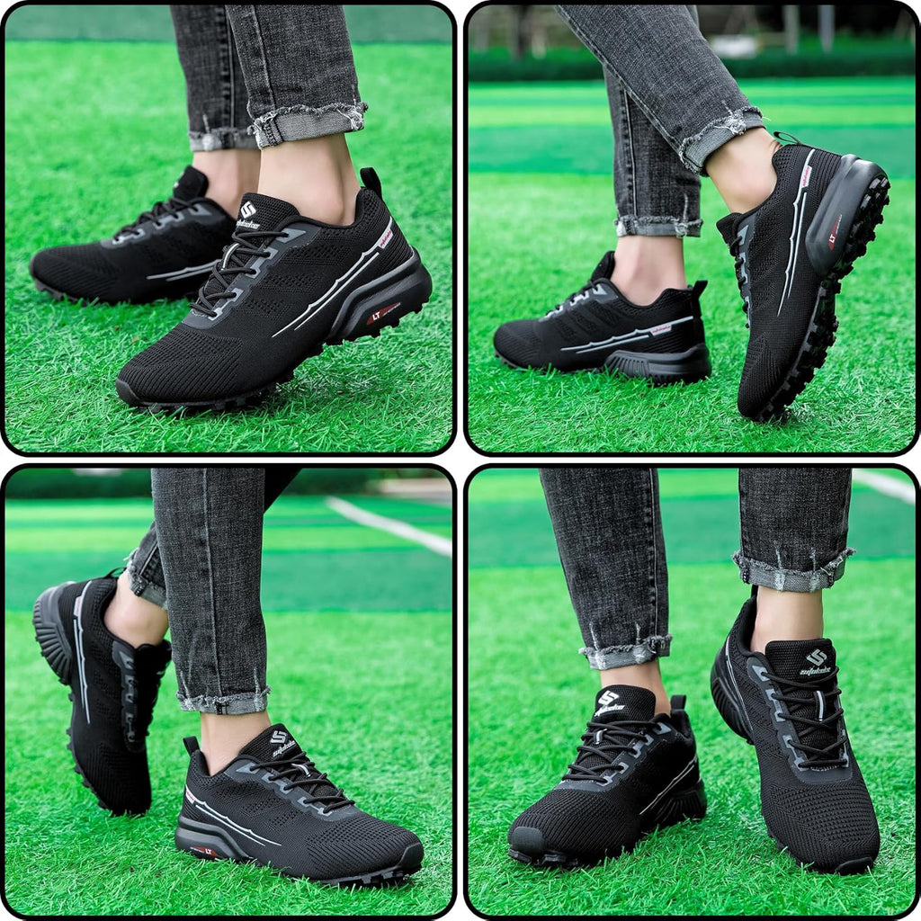 Men's Trail Running Shoes Lightweight Breathable Walking Hiking Sneakers Outdoor Athletic Tennis Cross Training Shoes