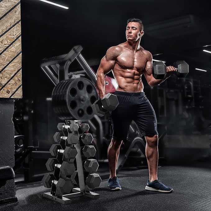 WF Athletic Supply 200Lb Dumbbell Set, 10-30Lb Dumbbell Set with Two-Tier Storage Rack for Muscle Toning, Strength Building & Weight Loss - Multiple Choices Available-FlexoryFit