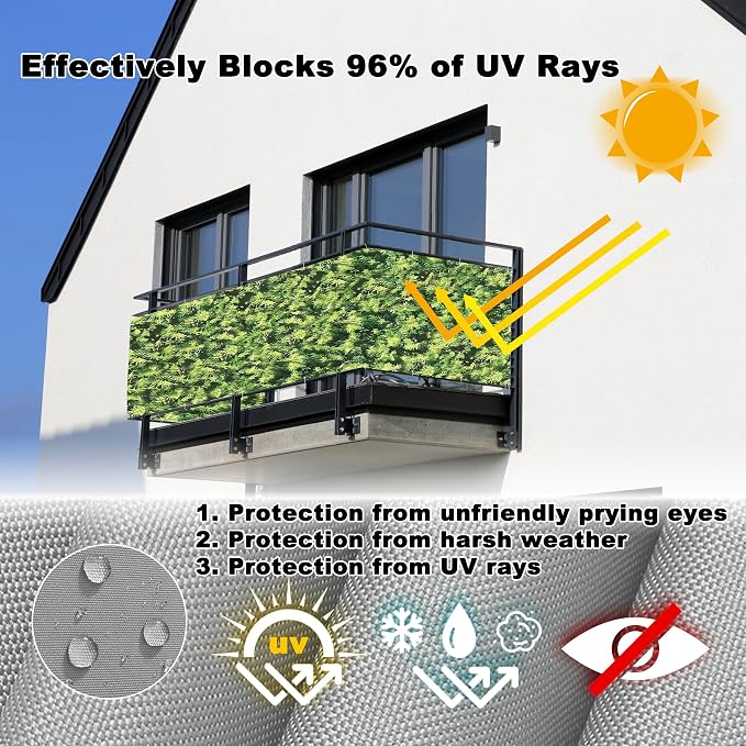 Balcony Privacy Screen 8.2' x 39.4' UV Protection Weather-Resistant Garden Fence - Image 4