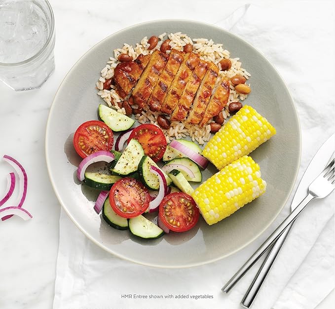 HMR Chicken with Barbecue Sauce Entrée | Pre-packaged Lunch or Dinner | Ready to Eat | 19g of Protein | Low Calorie Food | 7.2oz Serving per Meal | Pack of 6-FlexoryFit