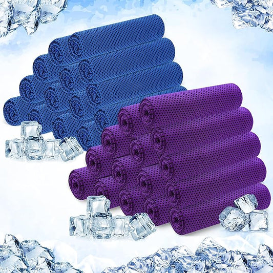 Hosuly 30 Pack Cooling Towels, 40"x12" Ice Breathable Soft Chilly Sweat Rag Microfiber Workout Rags for Gym Cooling Towels for Neck and Face for Yoga Golf Sport Running-FlexoryFit