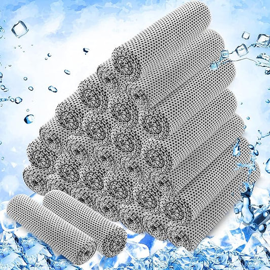 Hosuly 30 Pack Cooling Towels, 40"x12" Ice Breathable Soft Chilly Sweat Rag Microfiber Workout Rags for Gym Cooling Towels for Neck and Face for Yoga Golf Sport Running-FlexoryFit