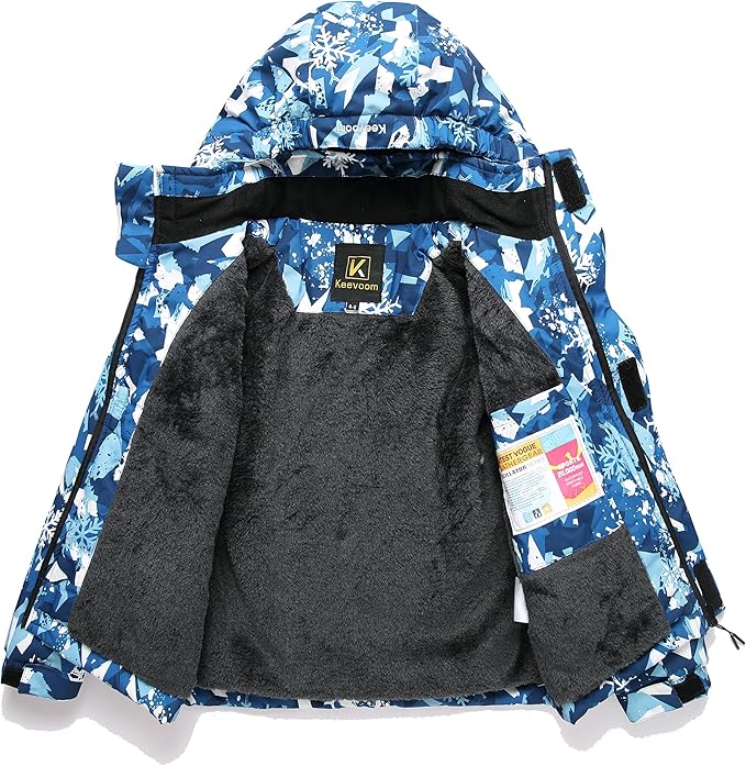 Keevoom Boys Winter Coat Ski Jacket Windproof Kids Snowboard Warm Fleece Snow Coat Waterproof Outdoor Hooded Ski Coats-FlexoryFit