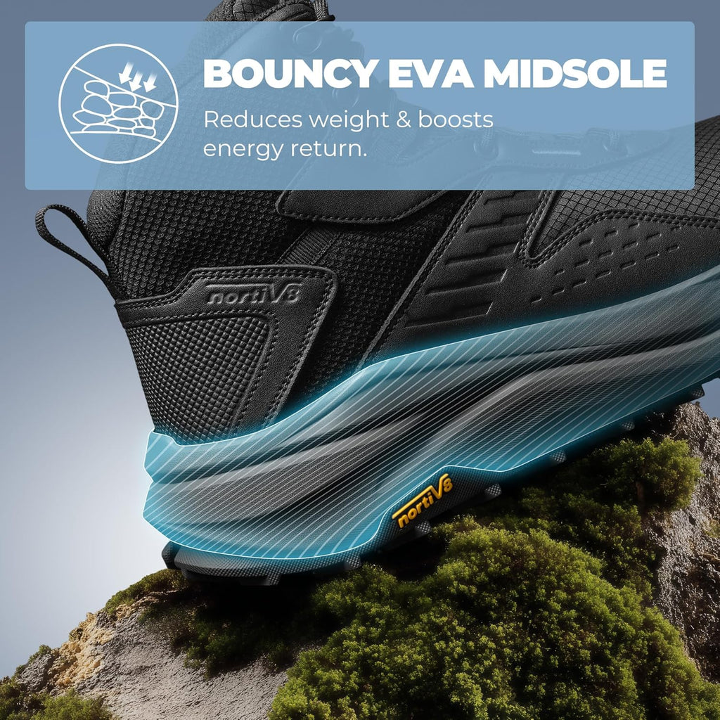 NORTIV 8 Men's Wide Toe Box Hiking Boots Low Drop Waterproof Outdoor Trekking Camping Shoes for Plantar Fasciitis Bunion Katahdin