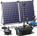 NFESOLAR Pond Filter Fountain with 50W Solar Panel, 580 GPH Water Pump, 10 FT Extension Cord, Solar Fountain Pump with Pond Filter Box Outdoor for Koi Ponds Water Feature Waterfall Pool
