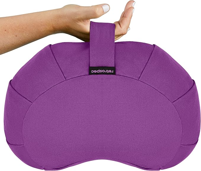 Retrospec Sedona Zafu Meditation Cushion Filled w/Buckwheat Hulls - Yoga Pillow for Meditation Practices - Machine Washable 100% Cotton Cover & Durable Carry Handle Round & Crescent, 1 Ct (Pack of 1)-FlexoryFit