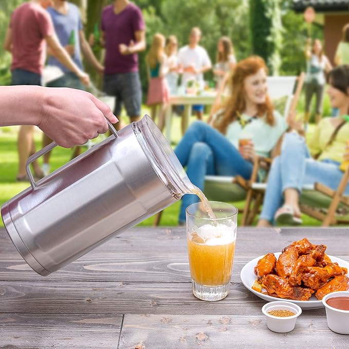 XPAC 84-Ounce (2.5L) Sweat-Free Beverage/Water Pitcher with Lid, Stainless Steel, Vacuum Insulated, Keeps Drinks Cold For Hours