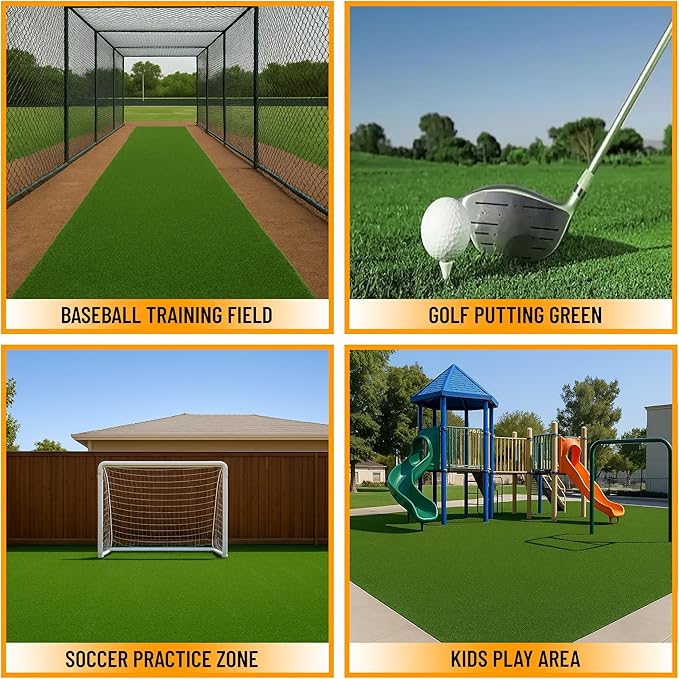 Ottomanson Artificial Turf Golf Hitting Mat 4' x 6'6" Indoor/Outdoor Waterproof Synthetic Fake Grass for Putting Practice Baseball Football Sports Gym Backyard, Custom Size 2' up to 30'